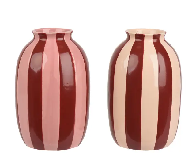 Beauty Home Χριστουγεννιάτικο Διακοσμητικό Βάζο Stoneware Ø13,6 x 21 cm Απαλό Ροζ
