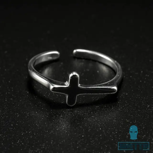 Ghetto silver simple cross ring 2