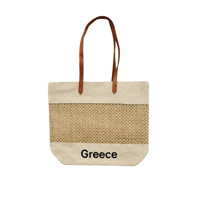 Ψάθινη Τσάντα Θαλάσσης Greece - Straw Beach Tote Bag 0325003