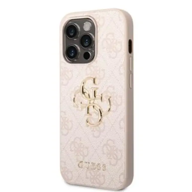 Guess PU 4G Metal Logo Case for iPhone 14 Pro Pink