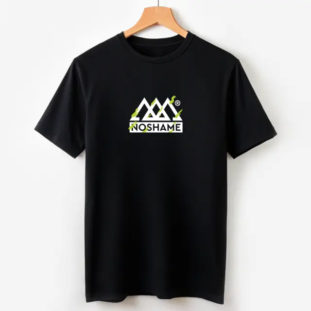 T-shirt Noshame® Μαύρο με τύπωμα Triangles with Flames - 122485 - XXL 2