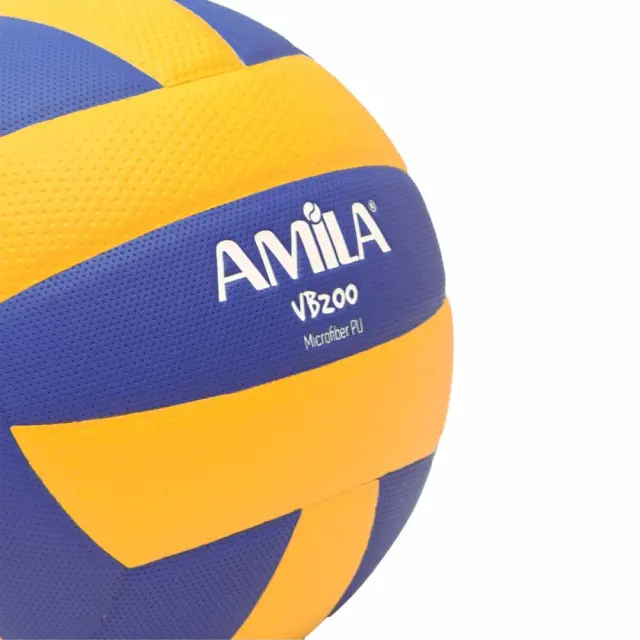 Amila Adult VB200 Microfiber PU Indoor Size 5 Volley Ball Μπλε - Κίτρινο 41679 (Amila) - 5 3