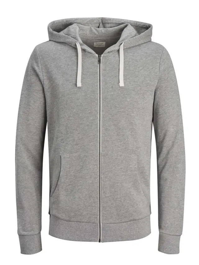 JJEHOLMEN SWEAT ZIP HOOD NOOS 02 Light Grey Melange - XL
