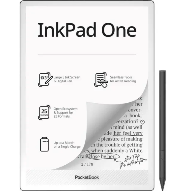 PocketBook InkPad One 1030 10.3" E-ink Mobius 32GB Wi-Fi E-reader – Matte Black