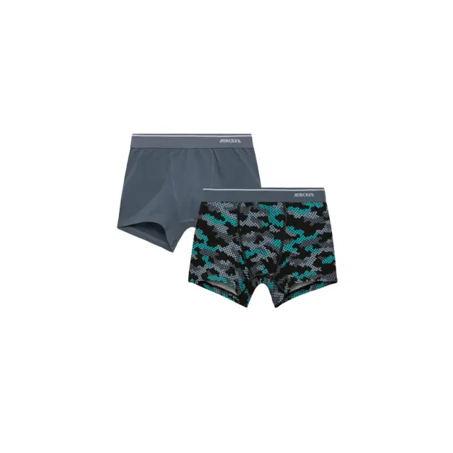 Minerva Παιδικό Boxer Αγόρι Camo - Διπλό Πακέτο, Χρώμα Grey-Black Green - 10 Y