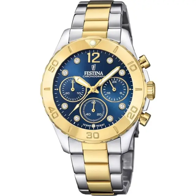 Festina Crystals, Women's Chronograph Watch, Two Tone Stainless Steel Bracelet F20604/3