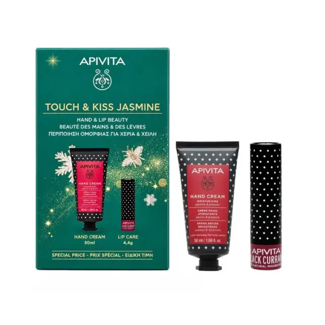 Apivita Promo Touch & Kiss Jasmine Hand Cream 50ml & Lip Care Black Currant 4,4g Σετ Περιποίησης Χεριών και Χειλιών