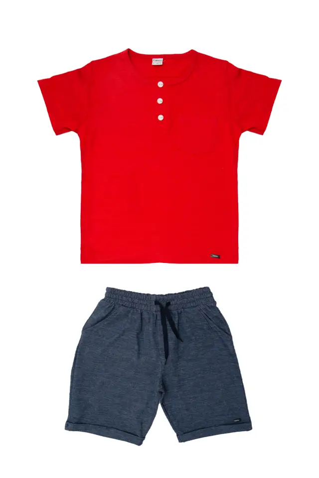 Σετ Ρούχων Kid Μπλούζα με Κουμπάκια + Shorts Κόκκινο