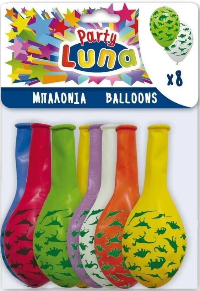 Luna Party Μπαλόνια 8 Τμχ Δεινόσαυροι (000088937)