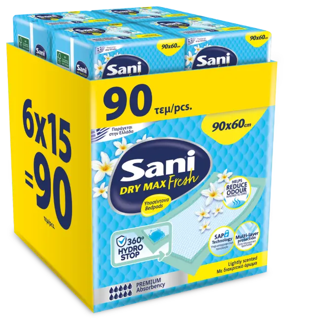Υποσέντονα Sani PREMIUM DRYMAX Fresh με άρωμα 90x60 90τεμ
