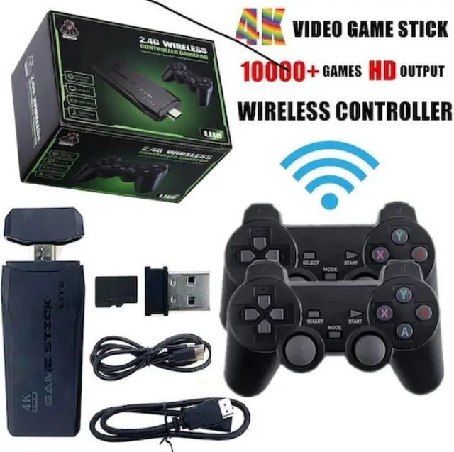 M8 4K Ultra HD Retro Game Stick Κονσόλα με 2 Ασύρματα Χειριστήρια και Χιλιάδες Κλασικά Παιχνίδια (M8.BLACK)