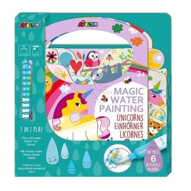 Avenir Magic Water Painting Unicorns Βιβλίο Ζωγραφικής με Νερό για Ηλικίες 3+