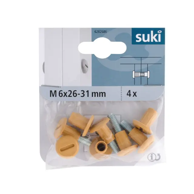 Βίδα Σύνδεσης M6x26-31mm Ατσάλι/Πλαστικό Καφέ Ανοικτό 2