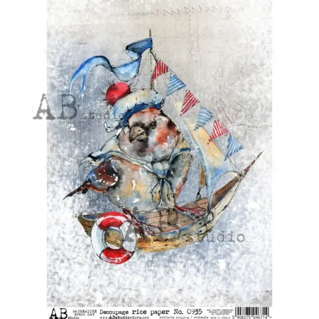 Ριζόχαρτο AB Studio, 21x29cm, Πουλάκι ναυτικός, AB0935