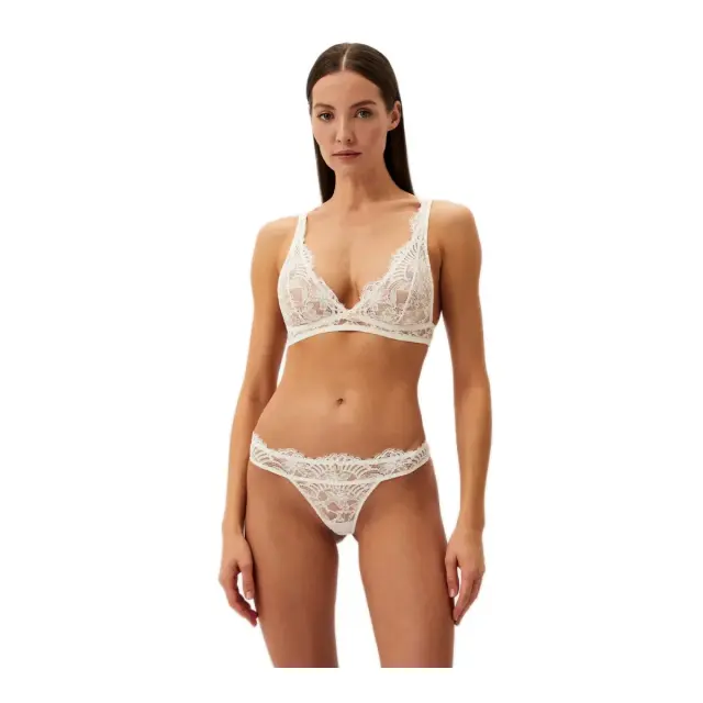 Emporio Armani Γυναικείο Set Μπουστάκι-String Lace, Χρώμα Yogurt