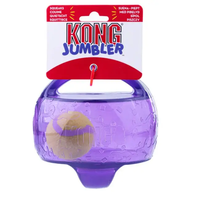 Kong Jumbler Ball 2 σε 1 Διπλό Διαδραστικό Παιχνίδι για Σκύλους Μωβ - L- XL