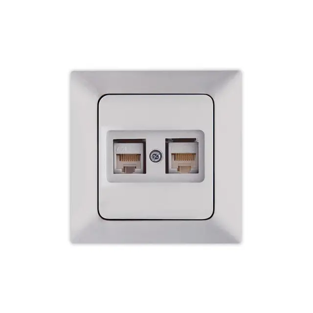 Πρίζα Data Cat 6 Rj 45 Διπλή Νίκελ Ματ 8.2x8.2x3.6cm