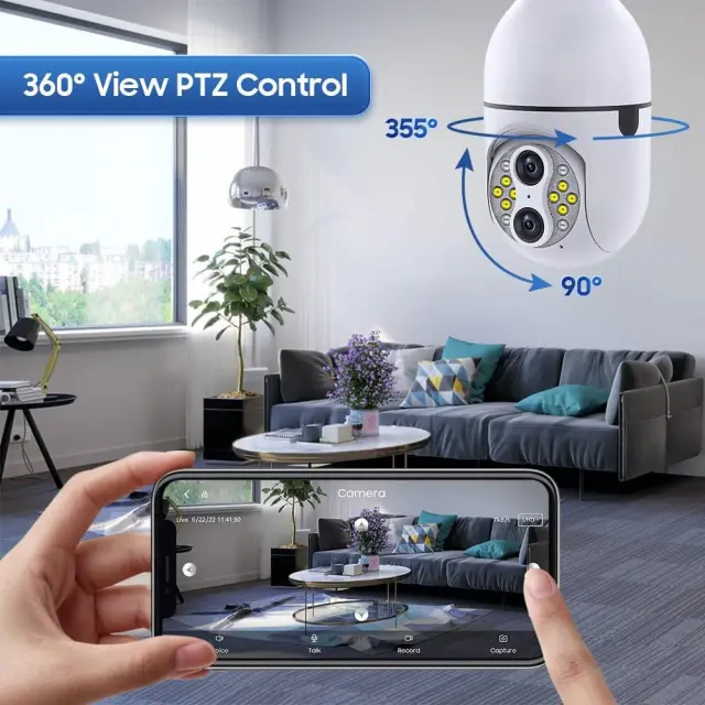 IP Κάμερα Παρακολούθησης Wi-Fi 1080P E27 Εσωτερικού και Εξωτερικού Χώρου με Νυχτερινή Λήψη 355° – Αμφίδρομη Επικοινωνία και Micro SD Θύρα JT-8177-2HP 2