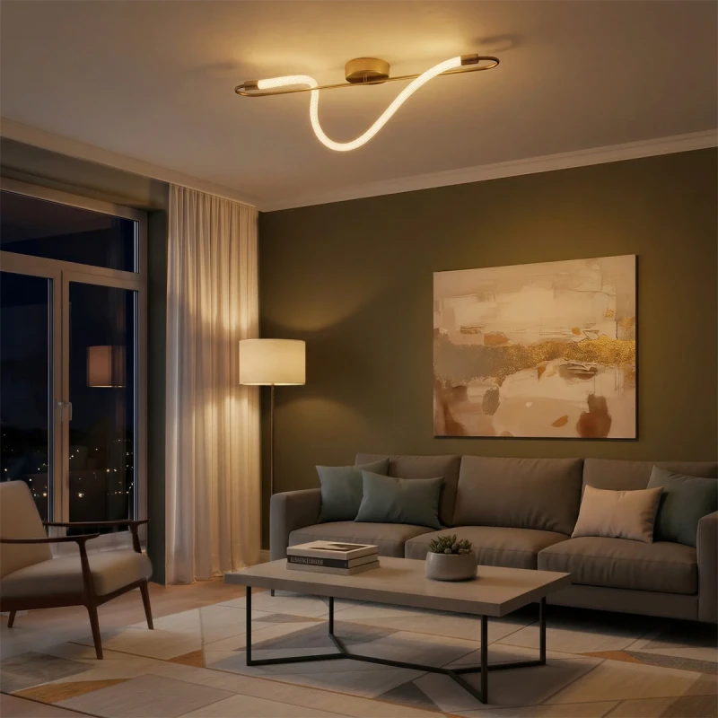 LED Μοντέρνο Φωτιστικό Οροφής GLOW 18Watt CCT σε Χρυσό Πλατίνα και Λευκό Νήμα KLV-101-0169-V2