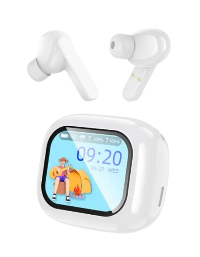 Hoco In-ear Bluetooth Handsfree Ακουστικά με Θήκη Φόρτισης με Οθόνη Αφής Άσπρα DES53