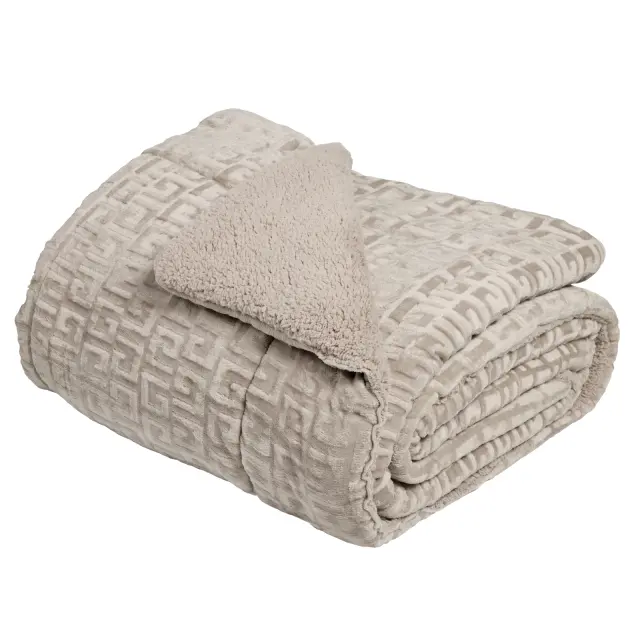 Κουβερτοπάπλωμα 160x220 Μονό 720gsm Fleece Sherpa Das Home 1393 Taupe 100% Πολυέστερ 3