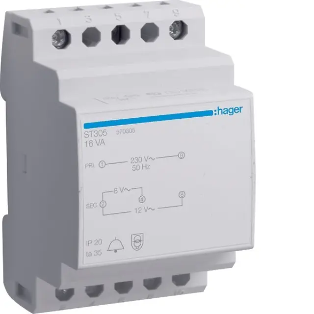 Bell transformer 16VA 230V 8-12V