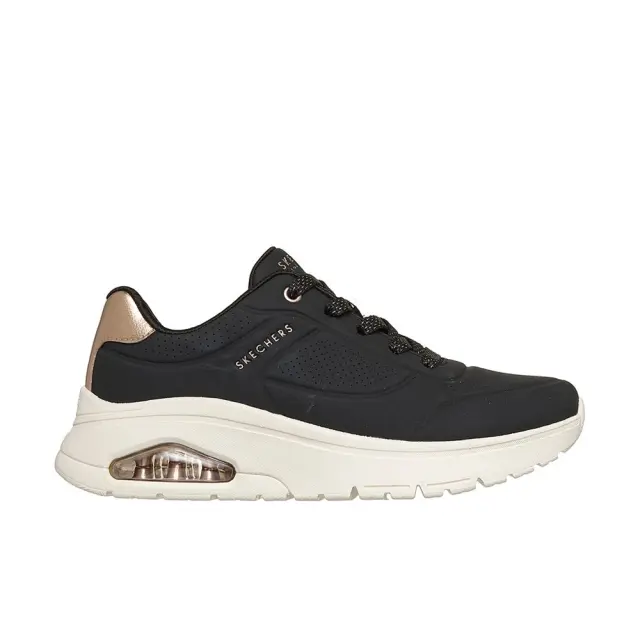 Skechers W Durabuck With Metallic Heel Lace Up Fashion Sneaker (177799-BLK)