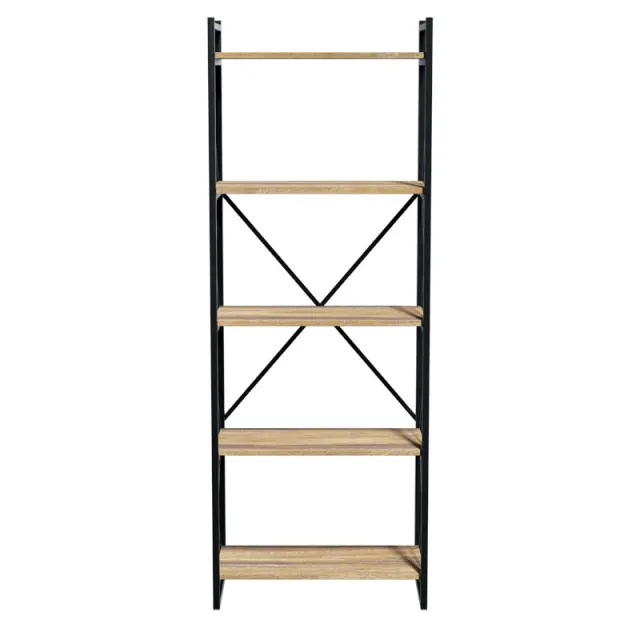 Βιβλιοθήκη Baker pakoworld καρυδί-μαύρο 66x34x180εκ 3