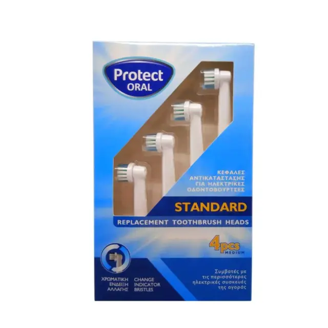 Protect Oral Standard Replacement Toothbrush Heads (Medium) 4τμχ Ανταλλακτικά Βουρτσάκια