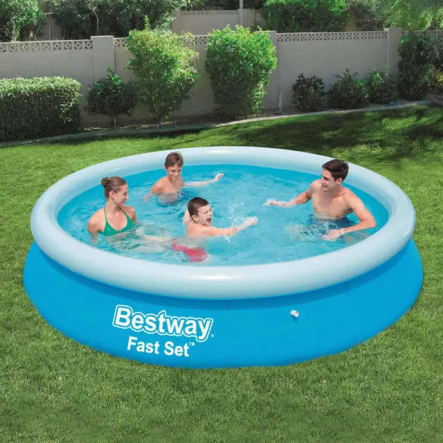Bestway Στρογγυλή Φουσκωτή Πισίνα 366x366x76εκ. Fast Set Μπλε (57273) 2