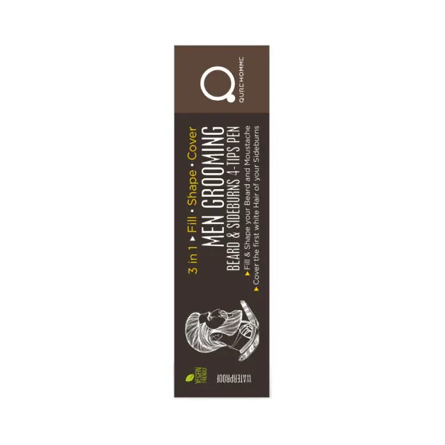 Men Grooming Beard and Sideburns 4 tips Pen Brown by QureHomme - Καστανό Πενάκι κάλυψης - γεμίσματος γενειάδας και φαβορίτας 2
