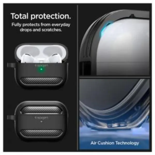 Θήκη Σιλικόνης Spigen Apple AirPods 5/ 4 με Γάντζο Rugged Armor Μαύρο N69130 3