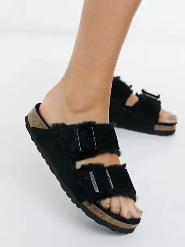 Birkenstock Πέδιλα Γυναικείο δέρμα suede Μαύρο BIR/ARIZONA SHEEP 752663 BLACK - 37 2