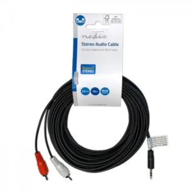 Καλώδιο 2x RCA αρσ. - 3.5mm Stereo αρσ, 10m. 3
