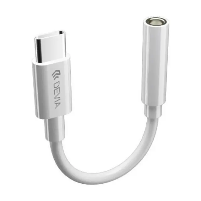 Αντάπτορας Devia EC608 USB C Αρσενικό σε 3.5mm Θηλυκό για Φόρτιση & Hands Free Smart Λευκό N59037