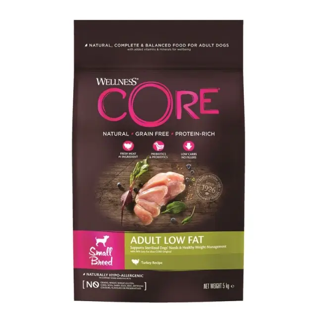Wellness Core Adult Small Breed Low Fat Ξηρά Τροφή Σκύλου Γαλοπούλα Χωρίς Σιτηρά 1.5kg 2