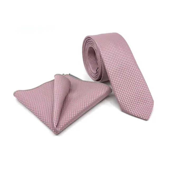 Σάπιο Μήλο–Μπλε Γραβάτα Μικρό Καρό Microfiber Σετ με Μαντήλι 6,5 cm