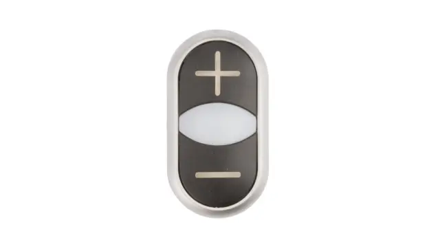 M22-DDL-S-X4/X5 Double actuator pushbutton, RMQ-Titan, Actuators and indicator lights non-flush, momentary, White lens, black, black, inscribed, Bezel: titanium
