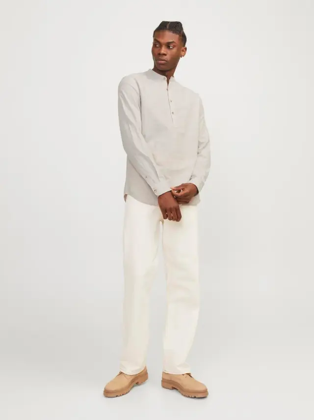 JJESUMMER TUNIC LINEN BLEND SHIRT LS SN crockery 2