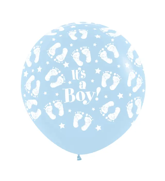 Μπαλόνια Λάτεξ 24 Its A Boy Footprint all Around Σιέλ / 2 τεμ