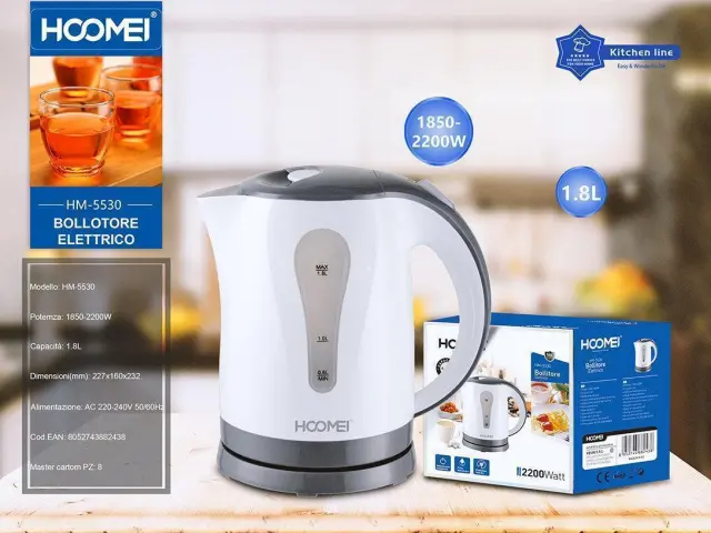 Hoomei HM-5530 Βραστήρας 1.8lt 2200W Λευκός 2