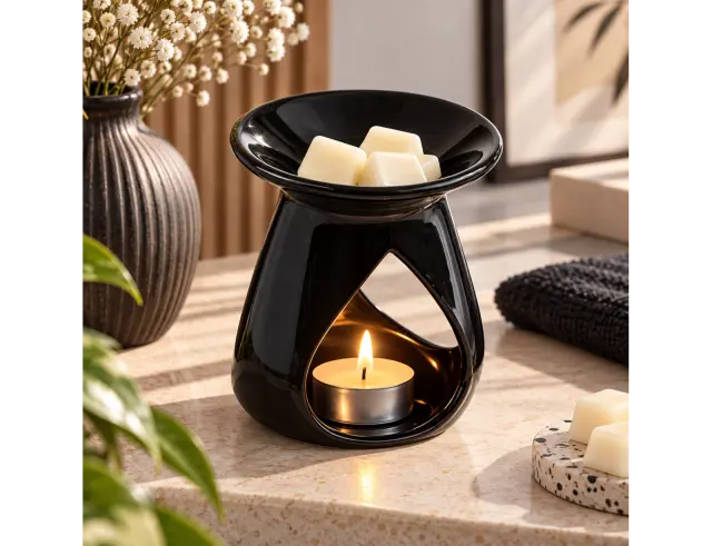 Αρωματιστής Triptych Homea για αιθέρια έλαια και wax melts με διαστάσεις 10x10x11cm - Black 6SEN027NR