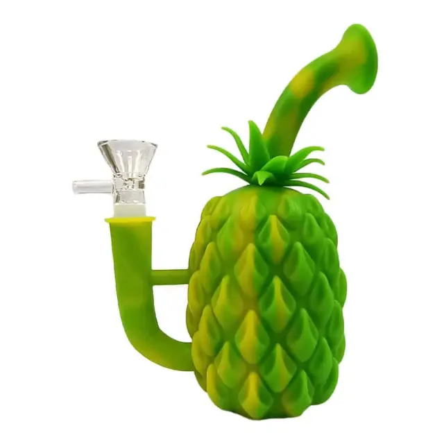Pineapple Silicone Bong with Metal Spoon + Removable Pieces 18cm 2