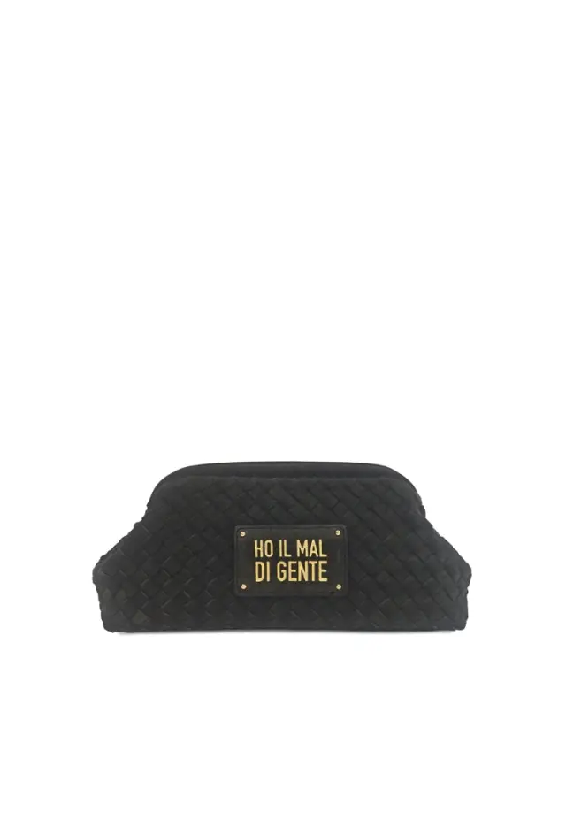 LE PANDORINE - Panama braided pouch black color