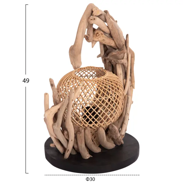 Επιτραπέζιο διακοσμητικό φωτιστικό Ashin DRIFTWOOD--RATTAN 30x30x49 εκ. 2