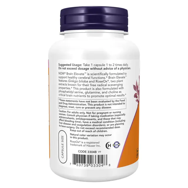 Now Foods Brain Elevate Veg Capsules 120 Veg Capsules 3