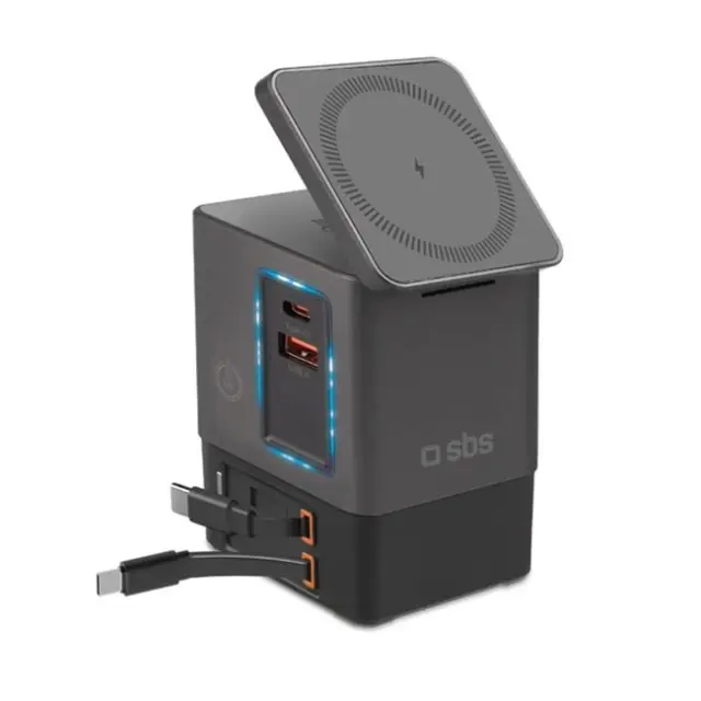 SBS PowerDock 6in1 with MagSafe Stand & USB-C Cables 65W Black