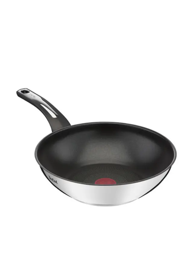 Tefal Emotion Wok από Ανοξείδωτο Ατσάλι με Αντικολλητική Επίστρωση 28cm E30019