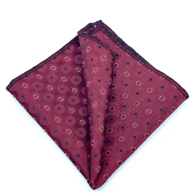 Γραβάτα Microfiber σε Μπορντό Μοτίβο Σετ με Μαντηλάκι 3