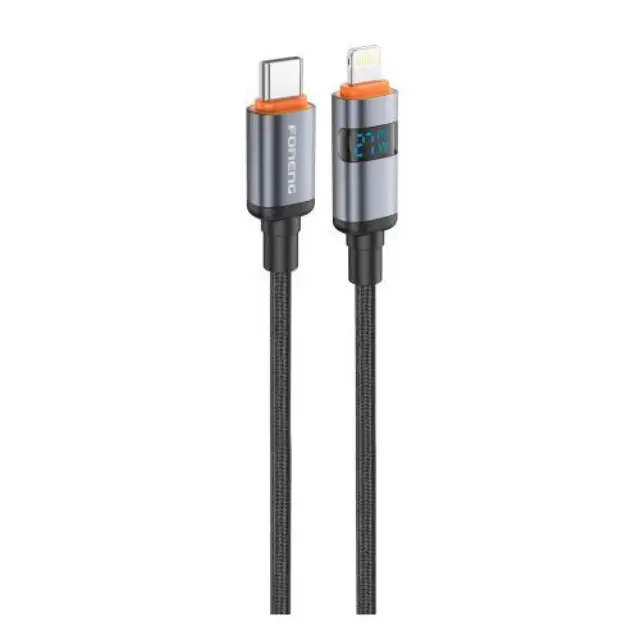 Καλώδιο Σύνδεσης USB 2.0 Foneng X116 Power Display Aluminum Alloy Braided USB C σε Lightning PD 27W 1.2m Μαύρο N68727
